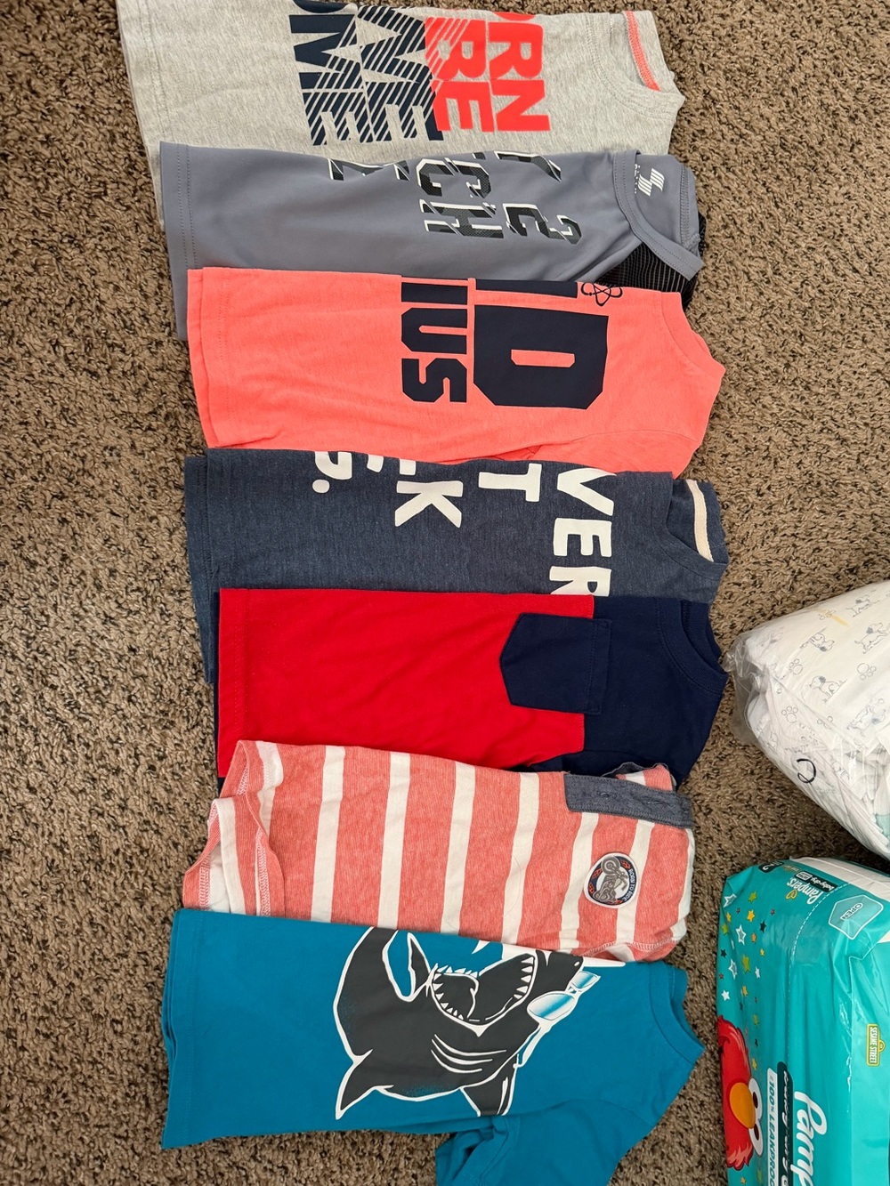 Assorted Boys Graphic Tee Lot - Coral, Red, Navy, Gray, Teal